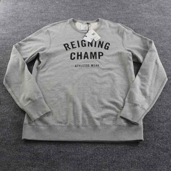 Reigning Champ Sweatshirt Men Large Mid Weight Terry Gym Logo Crewneck Pullover - Picture 1 of 9